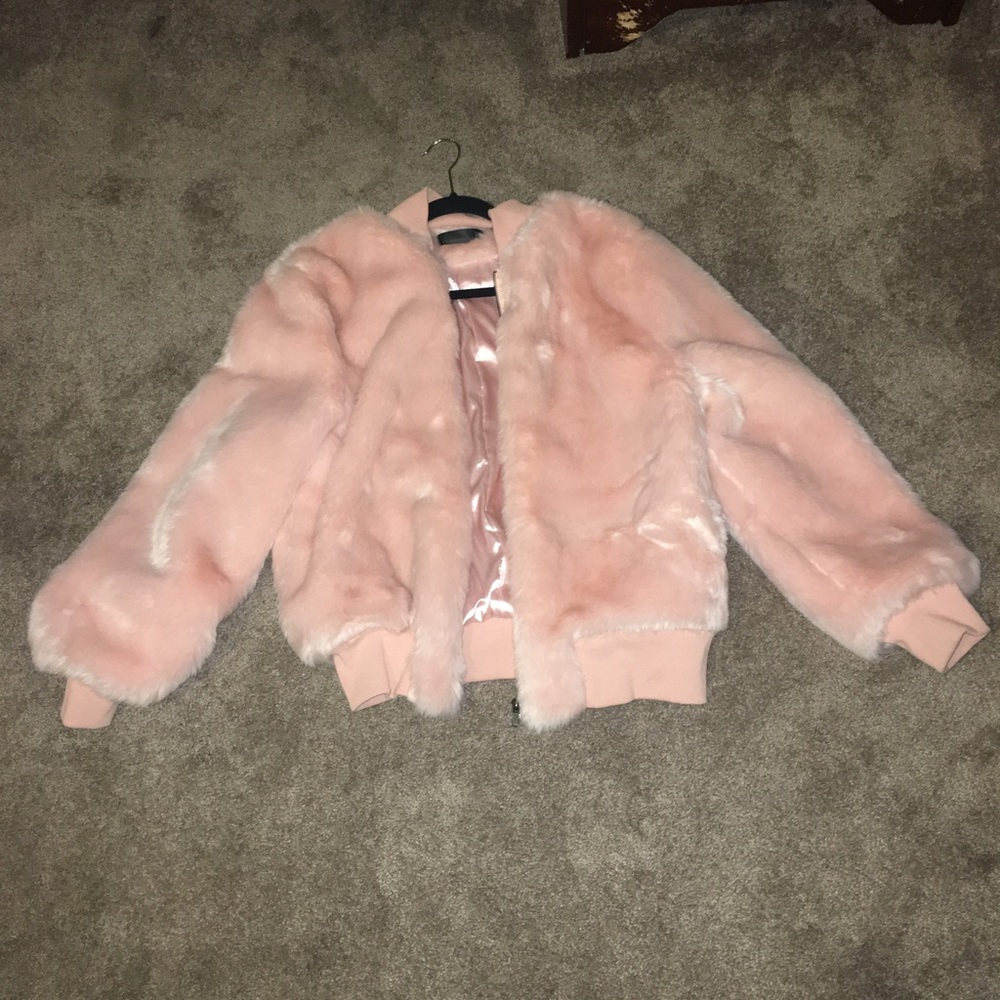 Pink faux fur jacket
